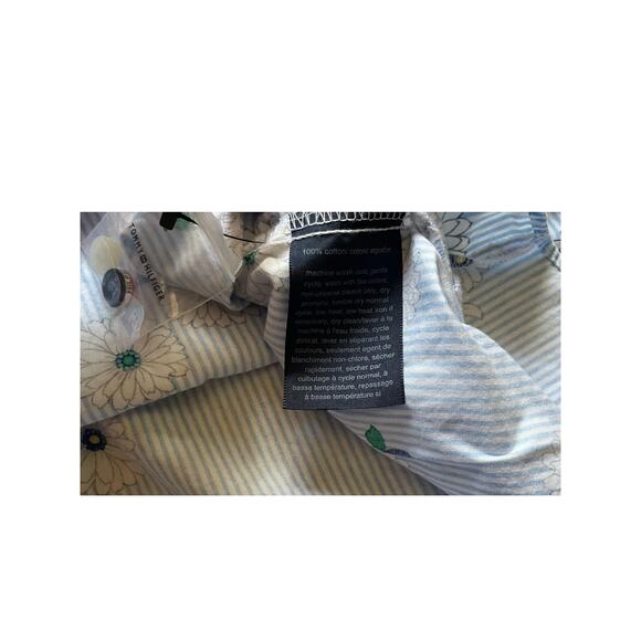 Daisy Floral Light Blue Striped Shirt Size XL Womens Cotton Spring Feminine - Picture 6 of 7